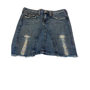 TRUE RELIGION BRAND JEANS SKIRT MADE IN USA SIZE 28 100% COTTON